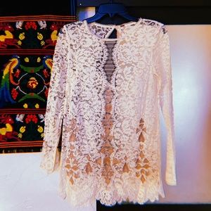 Free People Cream Lace Blouse